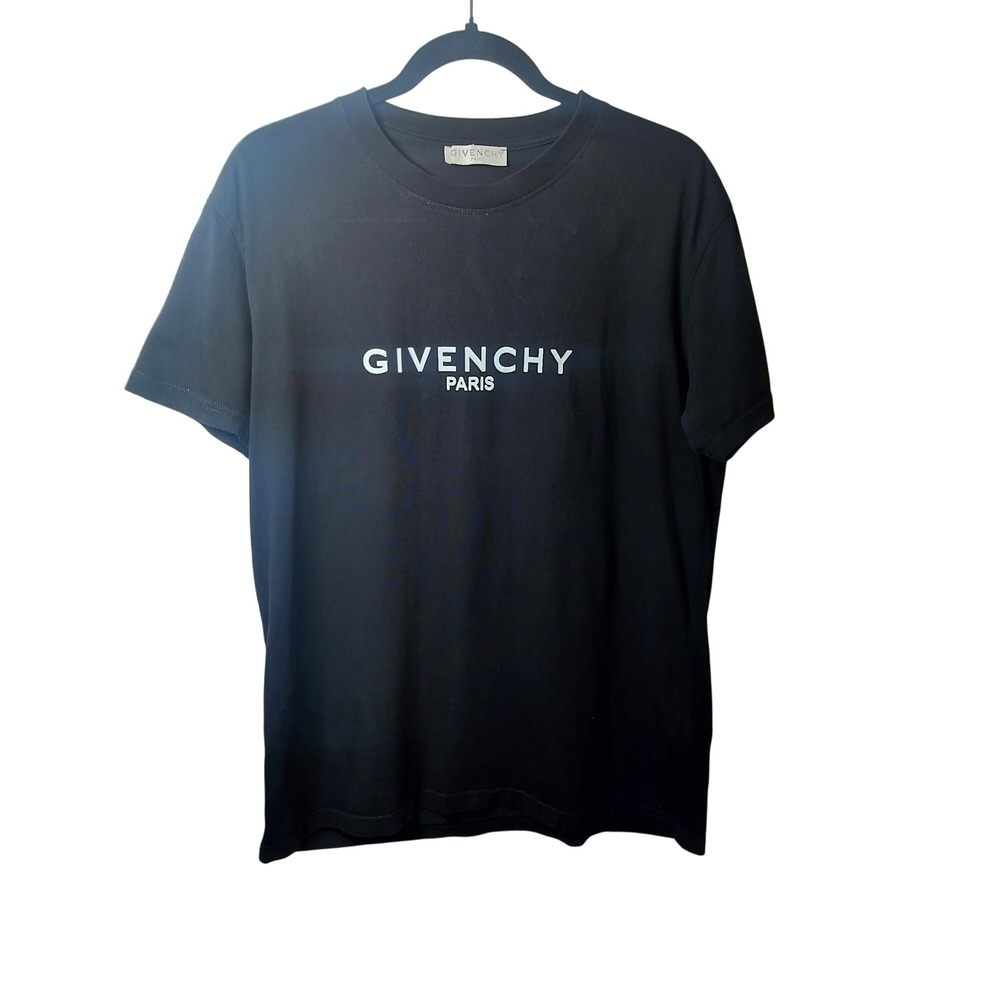 Givenchy Paris Logo T-Shirt Black 4G Back Graphic Cotton 16S 7334 651 Large